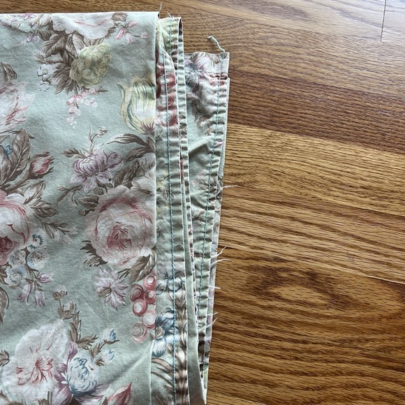 Ralph Lauren Charlotte IV Green Floral Flowers Shabby Queen Flat Sheet Cottage - Picture 8 of 10